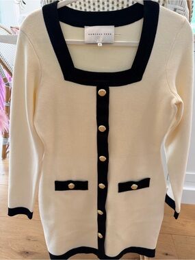 Endless Rose Cream Dress with Black Trim and Gold Buttons